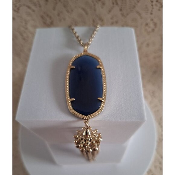 EUC Kendra Scott Rayne Long Pendant Necklace in Dark Blue - Picture 4 of 11